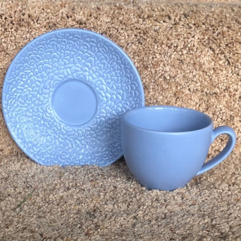 VISTA ALEGRE/ NWOT/ MATMANIA Flat Cup & Saucer Set/ Mate Blue /Portugal